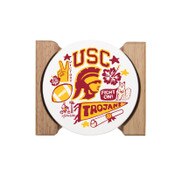 USC Trojans Julia Gash 4 Pack Round Stone Coaster